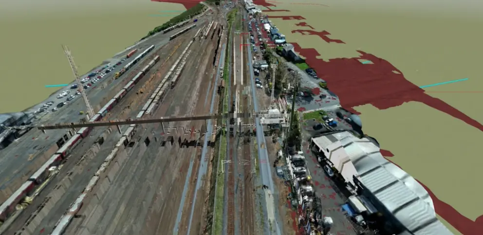 screenshot from Revitzo software showing a train depot
