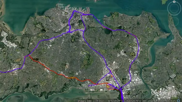 Outlined map of auckland rail, with avondale to southdown highlighted